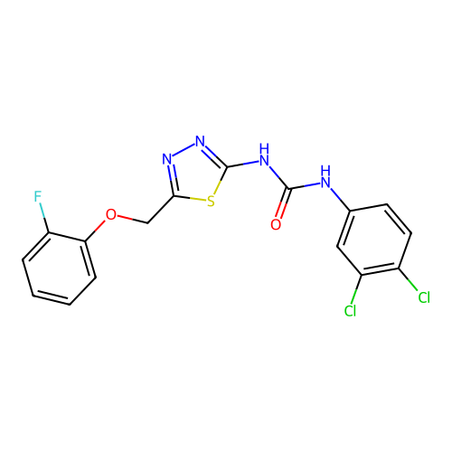 1-(3,4-Dichlorophenyl)-3-{5-[(2-fluorophenoxy)methyl]-1,3,4-thiadiazol-2-yl}urea structure