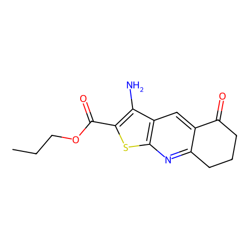 Propyl 3-amino-5-oxo-5,6,7,8-tetrahydrothieno[2,3-b]quinoline-2-carboxylate structure