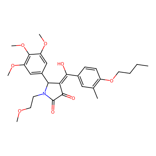 (4E)-4-[(4-butoxy-3-methylphenyl)(hydroxy)methylidene]-1-(2-methoxyethyl)-5-(3,4,5-trimethoxyphenyl)pyrrolidine-2,3-dione structure
