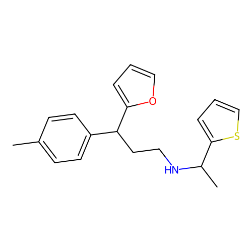 (3-Furan-2-yl-3-p-tolyl-propyl)-(1-thiophen-2-yl-ethyl)-amine structure