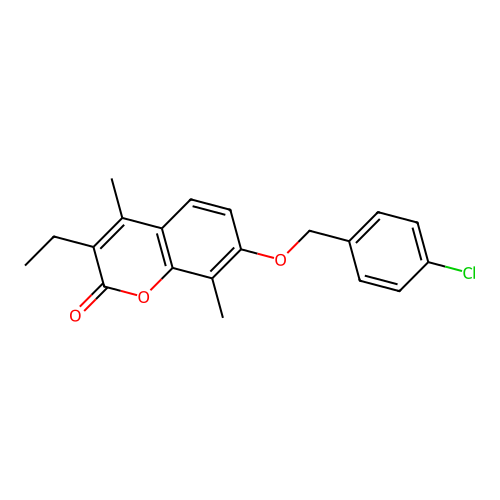 7-((4-chlorobenzyl)oxy)-3-ethyl-4,8-dimethyl-2H-chromen-2-one structure