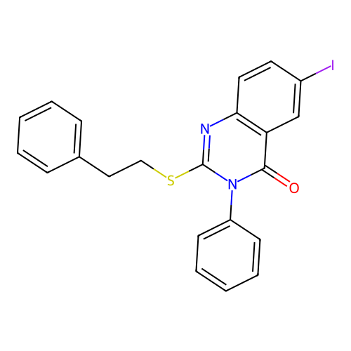 6-iodo-3-phenyl-2-[(2-phenylethyl)sulfanyl]quinazolin-4(3H)-one structure