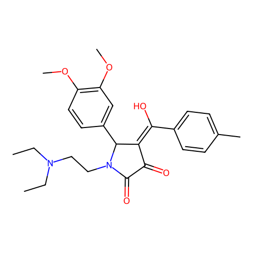(4E)-1-(2-diethylaminoethyl)-5-(3,4-dimethoxyphenyl)-4-[hydroxy-(4-methylphenyl)methylidene]pyrrolidine-2,3-dione structure