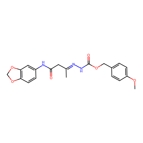 4-methoxybenzyl (2E)-2-[4-(1,3-benzodioxol-5-ylamino)-4-oxobutan-2-ylidene]hydrazinecarboxylate structure