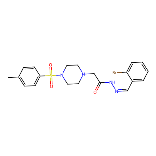 (Z)-N'-(2-bromobenzylidene)-2-(4-tosylpiperazin-1-yl)acetohydrazide structure