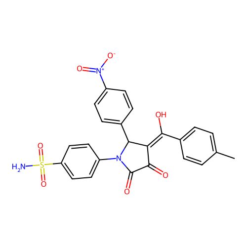 4-[(3E)-3-[hydroxy(4-methylphenyl)methylidene]-2-(4-nitrophenyl)-4,5-dioxopyrrolidin-1-yl]benzenesulfonamide structure