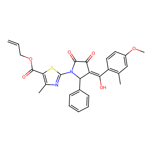 allyl 2-(3-hydroxy-4-(4-methoxy-2-methylbenzoyl)-2-oxo-5-phenyl-2,5-dihydro-1H-pyrrol-1-yl)-4-methylthiazole-5-carboxylate structure