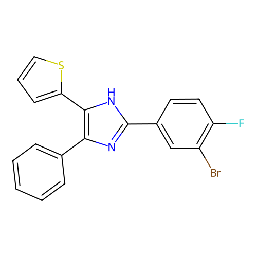 2-(3-bromo-4-fluorophenyl)-4-phenyl-5-(thiophen-2-yl)-1H-imidazole structure