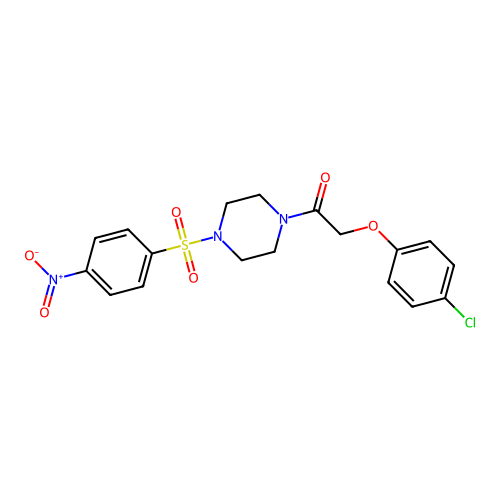 2-(4-Chlorophenoxy)-1-{4-[(4-nitrophenyl)sulfonyl]piperazin-1-yl}ethanone structure