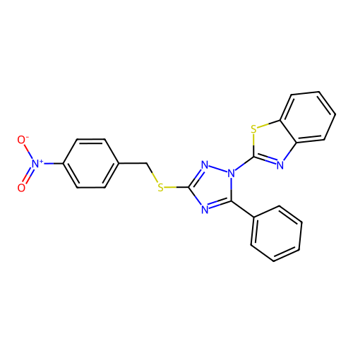 2-{3-[(4-nitrobenzyl)sulfanyl]-5-phenyl-1H-1,2,4-triazol-1-yl}-1,3-benzothiazole structure