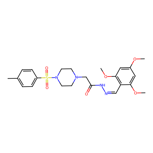 2-{4-[(4-methylphenyl)sulfonyl]piperazin-1-yl}-N'-[(Z)-(2,4,6-trimethoxyphenyl)methylidene]acetohydrazide structure