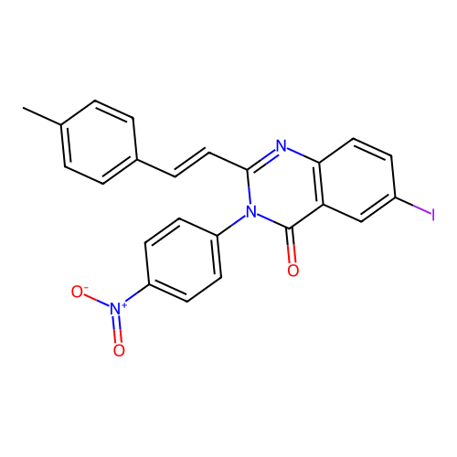 6-iodo-2-[(E)-2-(4-methylphenyl)ethenyl]-3-(4-nitrophenyl)quinazolin-4(3H)-one structure