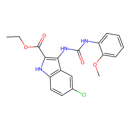 ethyl 5-chloro-3-{[(2-methoxyphenyl)carbamoyl]amino}-1H-indole-2-carboxylate structure