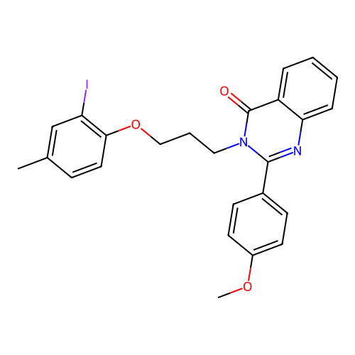 3-(3-(2-iodo-4-methylphenoxy)propyl)-2-(4-methoxyphenyl)quinazolin-4(3H)-one structure