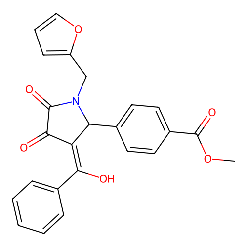 methyl 4-[(3E)-1-(furan-2-ylmethyl)-3-[hydroxy(phenyl)methylidene]-4,5-dioxopyrrolidin-2-yl]benzoate structure