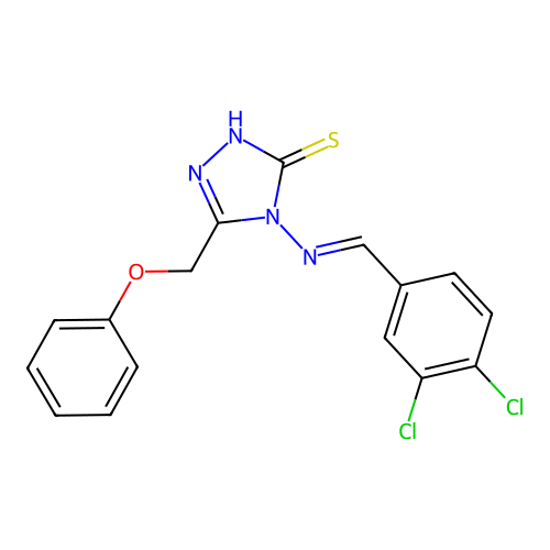 4-[(E)-(3,4-dichlorophenyl)methylideneamino]-3-(phenoxymethyl)-1H-1,2,4-triazole-5-thione structure