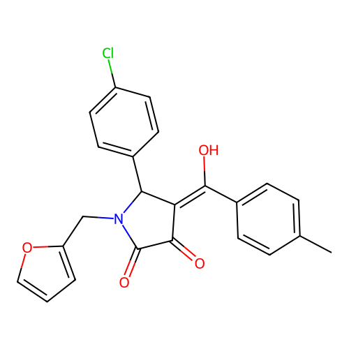 (4E)-5-(4-chlorophenyl)-1-(furan-2-ylmethyl)-4-[hydroxy(4-methylphenyl)methylidene]pyrrolidine-2,3-dione structure