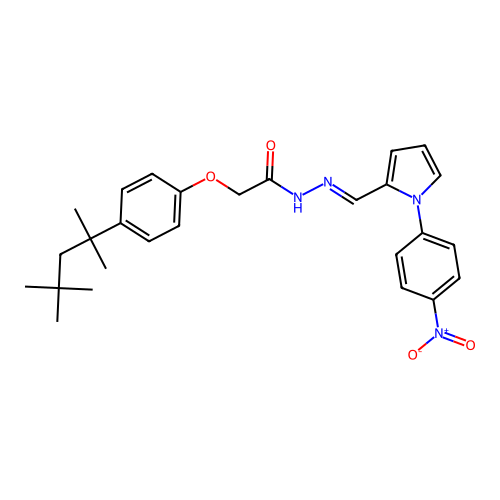 (E)-N'-((1-(4-nitrophenyl)-1H-pyrrol-2-yl)methylene)-2-(4-(2,4,4-trimethylpentan-2-yl)phenoxy)acetohydrazide structure