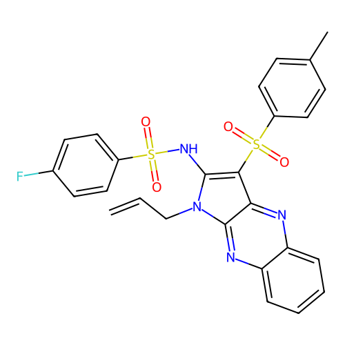 N-(1-allyl-3-tosyl-1H-pyrrolo[2,3-b]quinoxalin-2-yl)-4-fluorobenzenesulfonamide structure