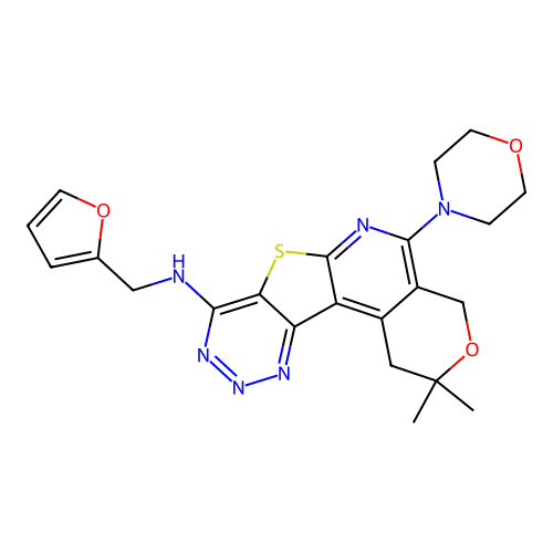 N-(2,2-DIMETHYL-5-MORPHOLINO-1,4-DIHYDRO-2H-PYRANO[4'',3'':4',5']PYRIDO[3',2':4,5]THIENO[3,2-D][1,2,3]TRIAZIN-8-YL)-N-(2-FURYLMETHYL)AMINE structure