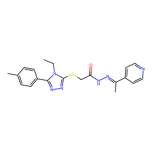 2-{[4-ethyl-5-(4-methylphenyl)-4H-1,2,4-triazol-3-yl]sulfanyl}-N'-[(1E)-1-(pyridin-4-yl)ethylidene]acetohydrazide structure