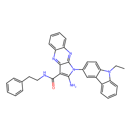 2-amino-1-(9-ethylcarbazol-3-yl)-N-phenethylpyrrolo[3,2-b]quinoxaline-3-carboxamide structure