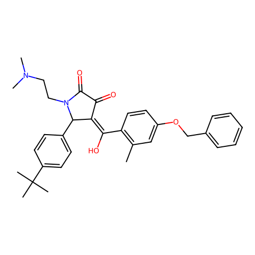 (4E)-5-(4-tert-butylphenyl)-1-(2-dimethylaminoethyl)-4-[hydroxy-(2-methyl-4-phenylmethoxyphenyl)methylidene]pyrrolidine-2,3-dione structure