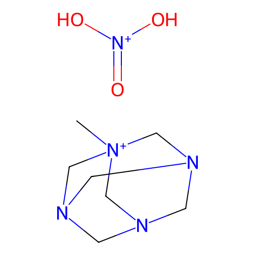 Dihydroxy(oxo)azanium;1-methyl-3,5,7-triaza-1-azoniatricyclo[3.3.1.13,7]decane structure