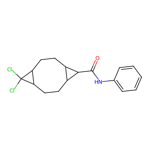 10,10-Dichloro-tricyclo[7.1.0.0*4,6*]decane-5-carboxylic acid phenylamide structure