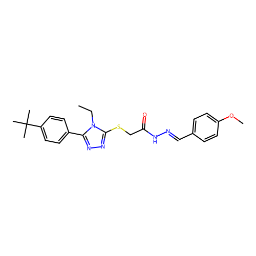 2-{[5-(4-tert-butylphenyl)-4-ethyl-4H-1,2,4-triazol-3-yl]sulfanyl}-N'-[(E)-(4-methoxyphenyl)methylidene]acetohydrazide structure