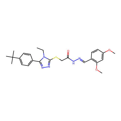 2-{[5-(4-tert-butylphenyl)-4-ethyl-4H-1,2,4-triazol-3-yl]sulfanyl}-N'-[(E)-(2,4-dimethoxyphenyl)methylidene]acetohydrazide structure
