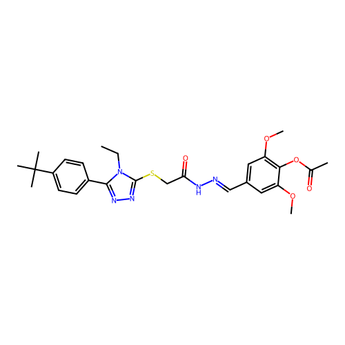 4-{(E)-[2-({[5-(4-tert-butylphenyl)-4-ethyl-4H-1,2,4-triazol-3-yl]sulfanyl}acetyl)hydrazinylidene]methyl}-2,6-dimethoxyphenyl acetate structure