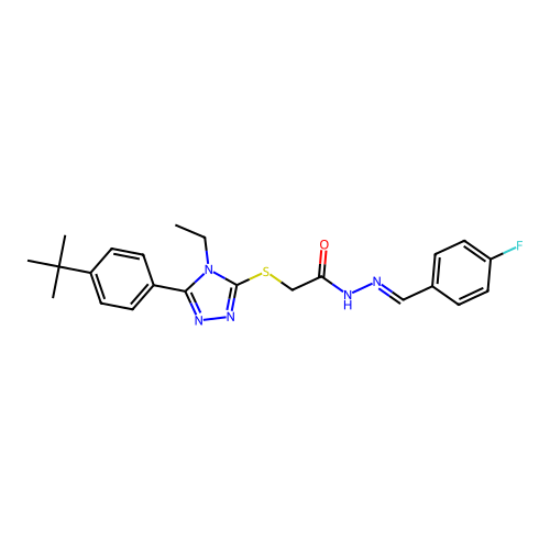 2-{[5-(4-tert-butylphenyl)-4-ethyl-4H-1,2,4-triazol-3-yl]sulfanyl}-N'-[(E)-(4-fluorophenyl)methylidene]acetohydrazide structure
