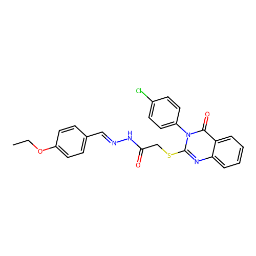 (E)-2-((3-(4-chlorophenyl)-4-oxo-3,4-dihydroquinazolin-2-yl)thio)-N'-(4-ethoxybenzylidene)acetohydrazide structure