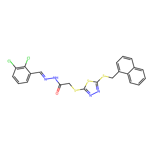 (E)-N'-(2,3-dichlorobenzylidene)-2-((5-((naphthalen-1-ylmethyl)thio)-1,3,4-thiadiazol-2-yl)thio)acetohydrazide structure