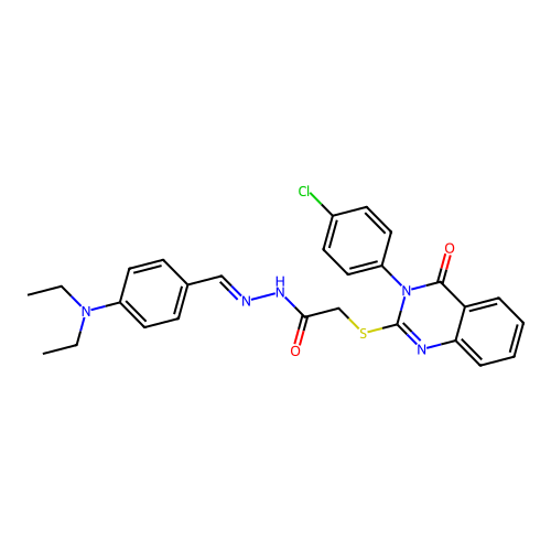 (E)-2-((3-(4-chlorophenyl)-4-oxo-3,4-dihydroquinazolin-2-yl)thio)-N'-(4-(diethylamino)benzylidene)acetohydrazide structure