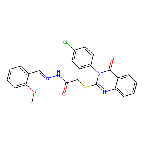 (E)-2-((3-(4-chlorophenyl)-4-oxo-3,4-dihydroquinazolin-2-yl)thio)-N'-(2-methoxybenzylidene)acetohydrazide structure