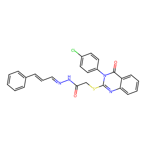 2-[3-(4-chlorophenyl)-4-oxo-quinazolin-2-yl]sulfanyl-N-(cinnamylideneamino)acetamide structure
