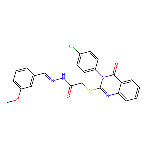 (E)-2-((3-(4-chlorophenyl)-4-oxo-3,4-dihydroquinazolin-2-yl)thio)-N'-(3-methoxybenzylidene)acetohydrazide structure