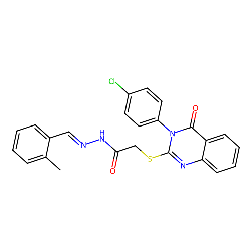 (E)-2-((3-(4-chlorophenyl)-4-oxo-3,4-dihydroquinazolin-2-yl)thio)-N'-(2-methylbenzylidene)acetohydrazide structure