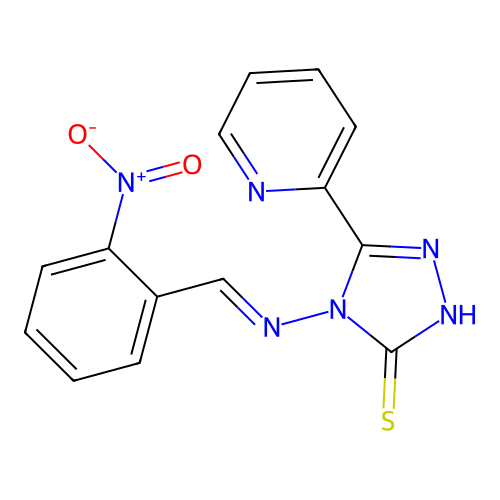 (E)-4-((2-nitrobenzylidene)amino)-5-(pyridin-2-yl)-4H-1,2,4-triazole-3-thiol structure