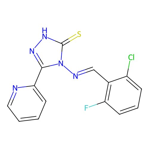 4-((2-CL-6-Fluorobenzylidene)amino)-5-(2-pyridinyl)-4H-1,2,4-triazole-3-thiol structure