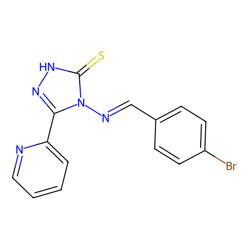 4-((4-Bromobenzylidene)amino)-5-(2-pyridinyl)-4H-1,2,4-triazol-3-YL hydrosulfide structure