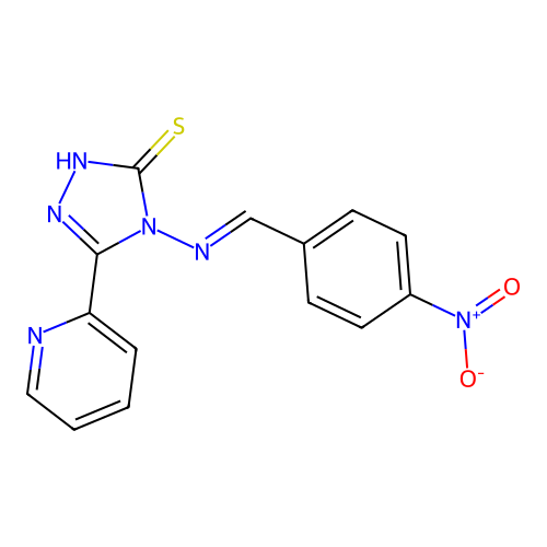 (E)-4-((4-nitrobenzylidene)amino)-5-(pyridin-2-yl)-4H-1,2,4-triazole-3-thiol structure