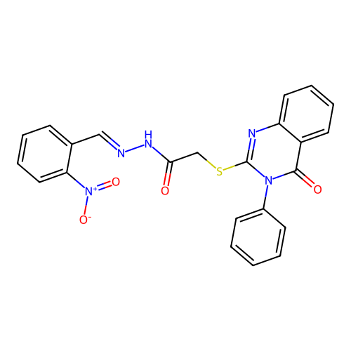 N'-[(E)-(2-nitrophenyl)methylidene]-2-[(4-oxo-3-phenyl-3,4-dihydroquinazolin-2-yl)sulfanyl]acetohydrazide structure