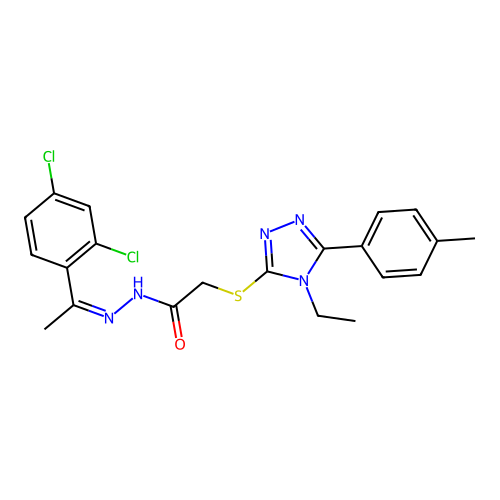 (Z)-N'-(1-(2,4-dichlorophenyl)ethylidene)-2-((4-ethyl-5-(p-tolyl)-4H-1,2,4-triazol-3-yl)thio)acetohydrazide structure