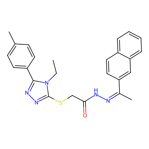 (Z)-2-((4-ethyl-5-(p-tolyl)-4H-1,2,4-triazol-3-yl)thio)-N'-(1-(naphthalen-2-yl)ethylidene)acetohydrazide structure