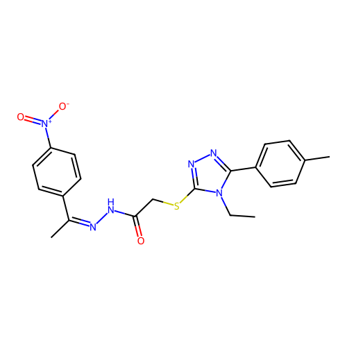 2-{[4-ethyl-5-(4-methylphenyl)-4H-1,2,4-triazol-3-yl]sulfanyl}-N'-[(1Z)-1-(4-nitrophenyl)ethylidene]acetohydrazide structure