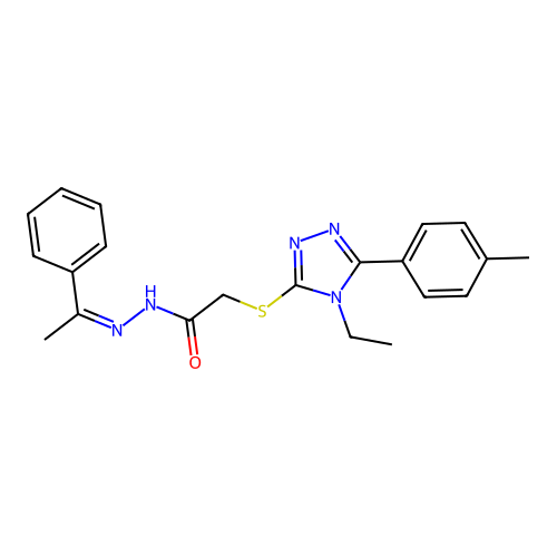 2-{[4-ethyl-5-(4-methylphenyl)-4H-1,2,4-triazol-3-yl]sulfanyl}-N'-[(1Z)-1-phenylethylidene]acetohydrazide structure