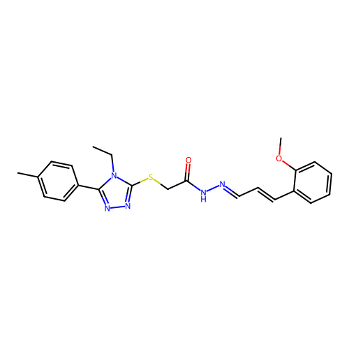(E)-2-((4-ethyl-5-(p-tolyl)-4H-1,2,4-triazol-3-yl)thio)-N'-((E)-3-(2-methoxyphenyl)allylidene)acetohydrazide structure